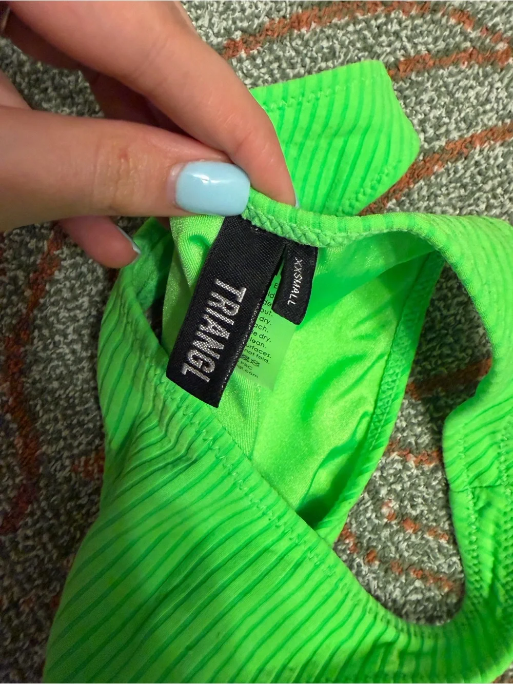 triangl swimwear Green Ribbed High-Cut Bikini Bottom